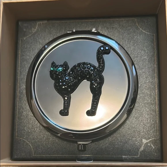 Monet Black Cat Mirror Compact - Picture 2 of 5